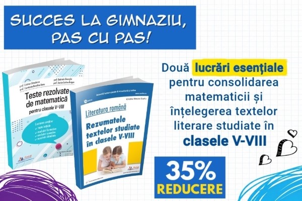 Culegeri gimnaziu: Teste rezolvate la matematica si Rezumatele textelor studiate [OF:12267]